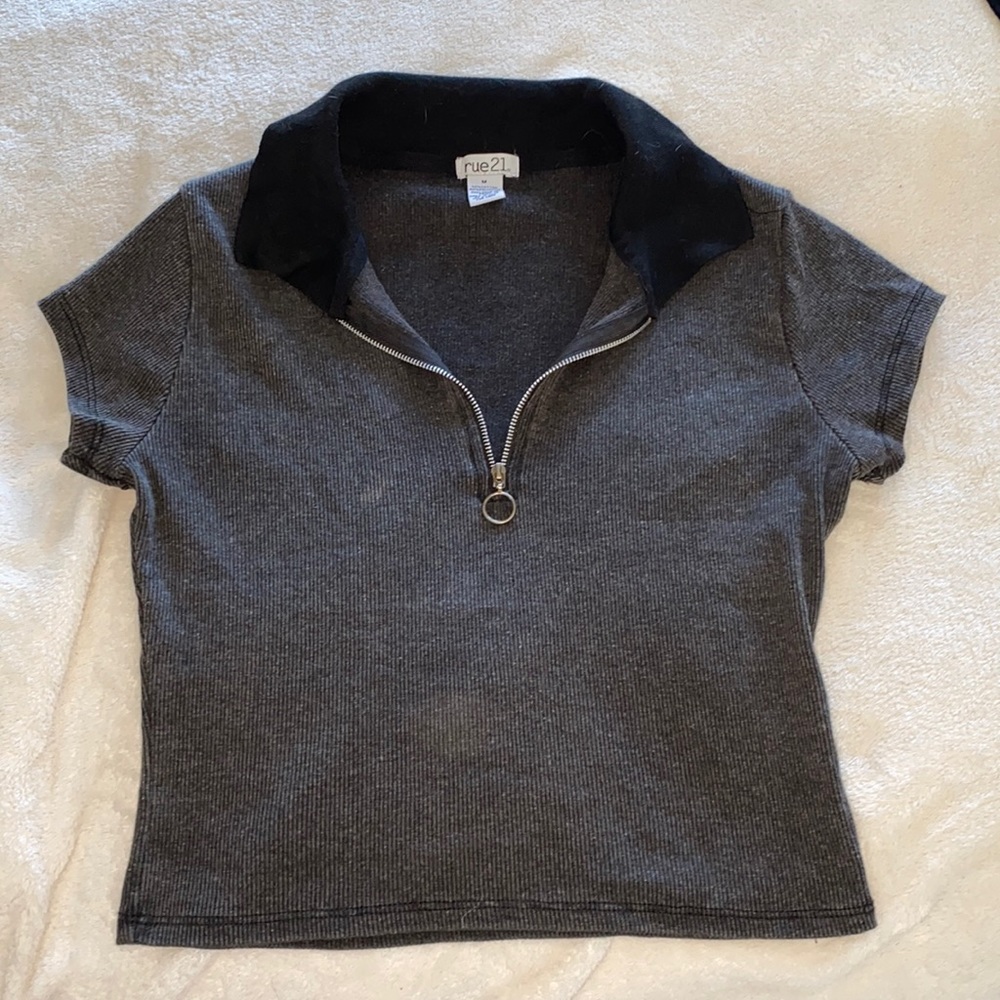 Grey & Black Crop Top